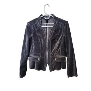 Ornamental velvet grey jacket, fairy whimsical goth flare
